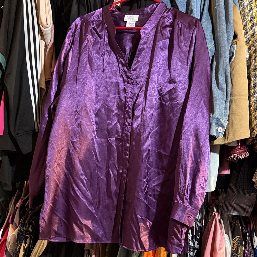 Only Necessities Shiny Purple Blouse
